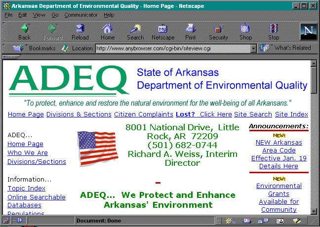view of page in older browsers